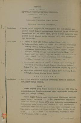 Surat Keputusan Presiden RI Nomor 40 Tahun 1974 tentang Tata Cara Penjualan Rumah Negeri.