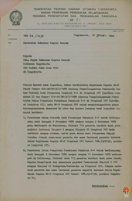 Surat dari Kepala BP7 Provinsi DIY ditujukan kepada Gubernur Kepala DIY              Sri Paduka P...
