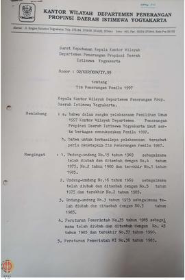 Surat Keputusan Kepala Kantor Wilayah Departemen Penerangan Daerah Istimewa Yogyakarta Nomor : 02...