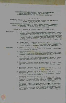 Salinan Surat Keputusan Kepala BP-7 Kabupaten Dati II Gunungkidul tentang penyelenggaraan penatar...