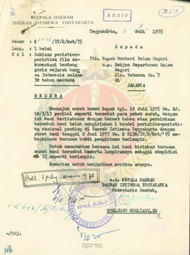 Lukisan peristiwa-peristiwa film dokumentasi tentang garis sejarah Bangsa Indonesia selama 30 tah...