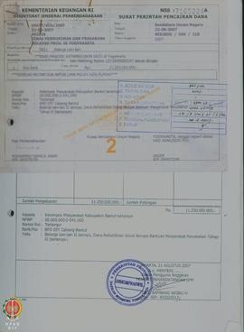 Surat Perintah Pencairan Dana (SP2D) Nomor : 855285G/030/118, tanggal 22-08-2007 Belanja lain-lai...