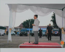 Wakil Presiden RI Jusuf Kalla sedang menyampaikan pidato atas bantuan yang diberikan untuk gempa ...