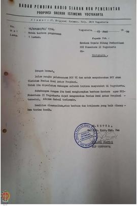 Surat dari Kepala Bidang Koordinator Media Penerangan yang bertindak atas nama Ketua Badan Pembin...