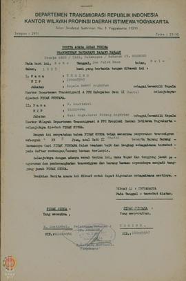 Berita Acara Serah Terima Transmigran dan Barang Bawaan Tanggal 26 Mei 1993 Sebanyak 4 Kepala Kel...