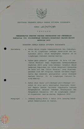 Keputusan Gubernur Kepala Daerah Istimewa Yogyakarta tentang Pengangkatan Penatar P-4 di lingkung...