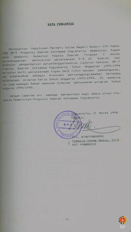 Laporan tahunan BP 7 Provinsi Daerah Istimewa Yogyakarta Tahun Anggaran 1993/1994