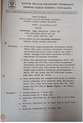 Surat Keputusan Kepala Kantor Wilayah Departemen Penerangan Daerah Istimewa Yogyakarta Nomor : 03...