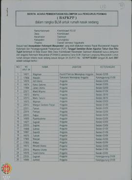 Berita Acara Pembentukan Kelompok dan Pengurus Kelompok Masyarakat (BAPKPP) dalam rangka Bantuan ...