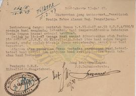 Surat dari J. S. Darma Subrata kepada Pemerintah Praja Pakualaman Bagian Pengajaran tentang permo...