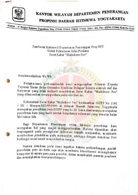 Sambutan Kepala Kantor Wilayah Departemen Penerangan Provinsi Daerah Istimewa Yogyakarta untuk pe...