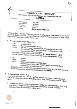 Amandemen Surat Perjanjian Penyaluran Bantuan Rehabilitasi dan Rekonstruksi Rumah (SPPB),  Nama K...
