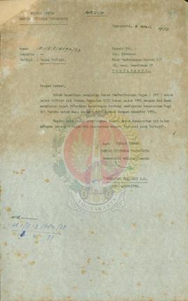 Keterangan honorarium/kekayaan pribadi SP. Paku Alam VIII.
