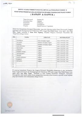 Berita Acara Pembentukan Kelompok dan Pengurus POKMAS & Penetapan prioritas usulan kegiatan R...