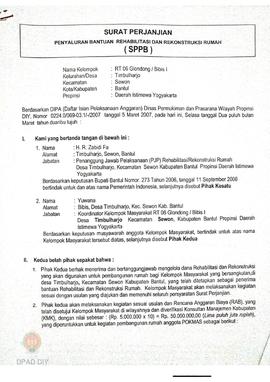 Surat Perjanjian Penyaluran Bantuan Rehabilitasi dan Rekonstruksi Rumah (SPPB),  Nama Kelompok Gl...