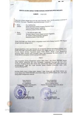 Berita acara serah terima barang inventaris milik negara No : 028/4393.