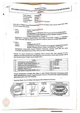 Berita Acara Penarikan / Penggunaan dana Rehab / Rekonsiliasi Rumah ( BAPPD ) untuk Rumah Rusak B...