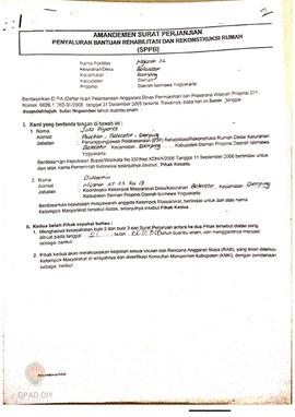 Amandemen Surat Perjanjian Penyaluran Bantuan Rehabilitasi dan Rekonstruksi Rumah (SPPB),  Nama K...