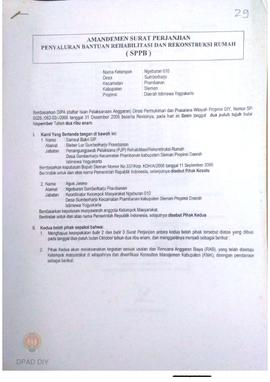 Amandemen Surat Perjanjian Penyaluran Bantuan Rehabilitasi dan Rekonstruksi Rumah (SPPB),  Nama K...
