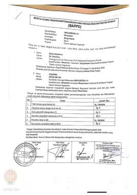 Berita Acara Penarikan/Penggunaan Dana Rehabilitasi/Rekonstruksi Rumah (BAPPD) Rusak Sedang, Nama...