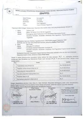 Berita Acara Penarikan / Penggunaan dana Rehab / Rekonstruksi Rumah ( BAPPD ) untuk Rumah Rusak B...