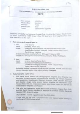 Surat Perjanjian Penyaluran Bantuan Rehabilitasi Dan Rekonstruksi Rumah (SPPB), Nama Kelompok Mas...