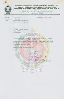 Berkas surat pengiriman calon peserta pendidikan dan pelatihan tehnis fungsional yang dilaksanaka...