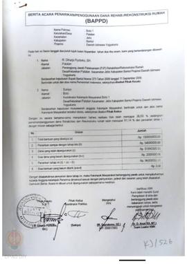 Berita Acara Penarikan/Penggunaan Dana Rehabilitasi/Rekonstruksi Rumah (BAPPD) Rusak Berat, Nama ...
