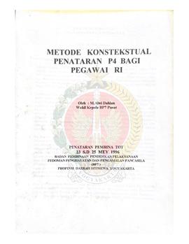 Bendel Materi Penataran Pembina Training Of Trainers 23 sampai dengan 25 Mei 1996 BP-7 Provinsi D...