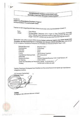 Permohonan Pembayaran Bantuan Rehabilitasi dan Rekonstruksi Rumah, Nama Kelompok Masyarakat Bluny...