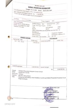 Surat Perintah Pencairan Dana kepada Kelompok Masyarakat Kabupaten Sleman untuk Belanja Lain-lain...