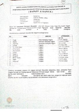 Berita Acara Pembentukan Kelompok dan Pengurus Kelompok Masyarakat dan Penetapan Prioritas Usulan...