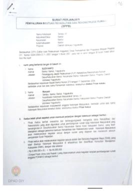 Surat Perjanjian Penyaluran Bantuan Rehabilitasi dan Rekonstruksi Rumah (SPPB), Nama Kelompok Mas...