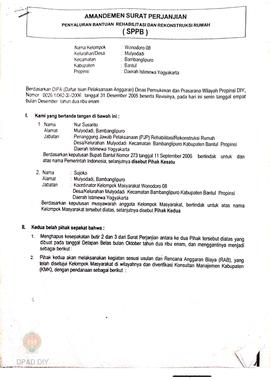 Amandemen Surat Perjanjian Penyaluran Bantuan Rehabilitasi dan Rekonstruksi Rumah (SPPB), Nama Ke...