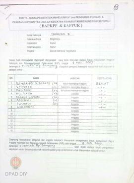 Berita Acara Pembentukan Kelompok dan Pengurus POKMAS & Penetapan prioritas usulan kegiatan R...