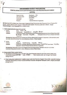 Amandemen Surat Perjanjian Penyaluran Bantuan Rehabilitasi dan Rekonstruksi Rumah (SPPB),  Nama K...
