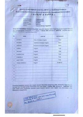Berita Acara Pembentukan Kelompok dan Pengurus POKMAS & Penetapan prioritas usulan kegiatan R...