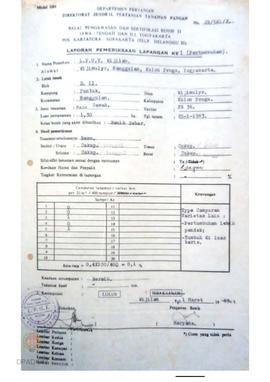 Laporan dari  Balai pengawasan dan Sertifikasi Benih II Jateng dan DIY tentang pemeriksaan lapang...