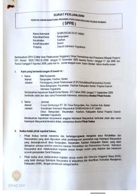 Surat Perjanjian Penyaluran Bantuan Rehabilitasi dan Rekonstruksi Rumah (SPPB), Nama Kelompok Sem...