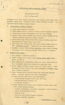 Pengumuman Bupati Kepala Daerah Jayapura tentang Sayembara Lambang Daerah Jayapura.