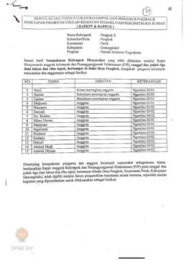 Berita Acara Pembentukan Kelompok dan Pengurus Kelompok Masyarakat dan Penetapan Prioritas Usulan...