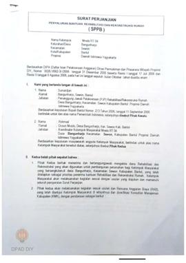 Surat Perjanjian Penyaluran Bantuan Rehabilitasi dan Rekonstruksi Rumah (SPPB),  Nama Kelompok Mr...