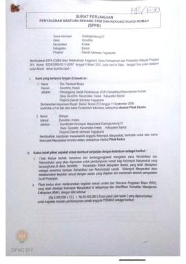 Surat Perjanjian Penyaluran Bantuan Rehabilitasi dan Rekonstruksi Rumah (SPPB),  Nama Kelompok Ga...