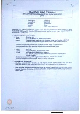 Amandemen Surat Perjanjian Penyaluran Bantuan Rehabilitasi dan Rekonstruksi Rumah (SPPB),  Nama K...