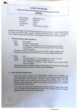 Surat Perjanjian Penyaluran Bantuan Rehabilitasi dan Rekonstruksi Rumah (SPPB), Nama Kelompok Sem...