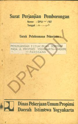 Surat perjanjian pemborongan pekerjaan penunjangan gorong – gorong pada jalan Provinsi Imogiri – ...