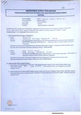 Amandemen Surat Perjanjian Penyaluran Bantuan Rehabilitasi dan Rekonstruksi Rumah (SPPB),  Nama K...