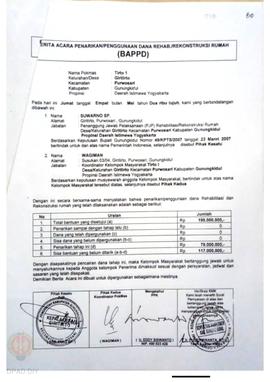 Berita Acara Penarikan/Penggunaan Dana Rehabilitasi/Rekonstruksi Rumah (BAPPD) Rusak Berat, Nama ...