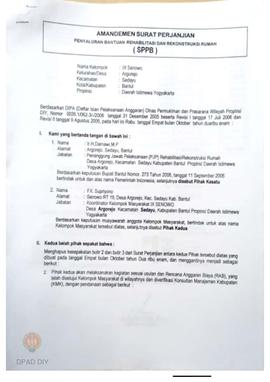 Surat Perjanjian Penyaluran Bantuan Rehabilitasi dan Rekonstruksi Rumah (SPPB), Nama Kelompok Mas...