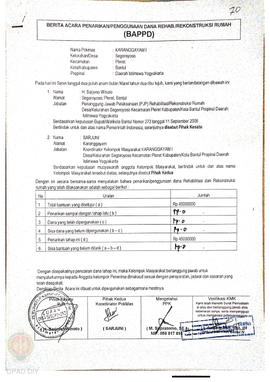 Berita Acara Penarikan/Penggunaan Dana Rehabilitasi/Rekonstruksi Rumah (BAPPD) Rusak Berat, Nama ...